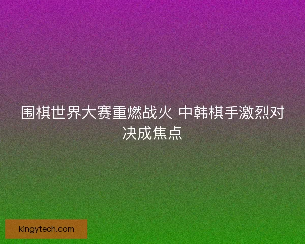 围棋世界大赛重燃战火 中韩棋手激烈对决成焦点